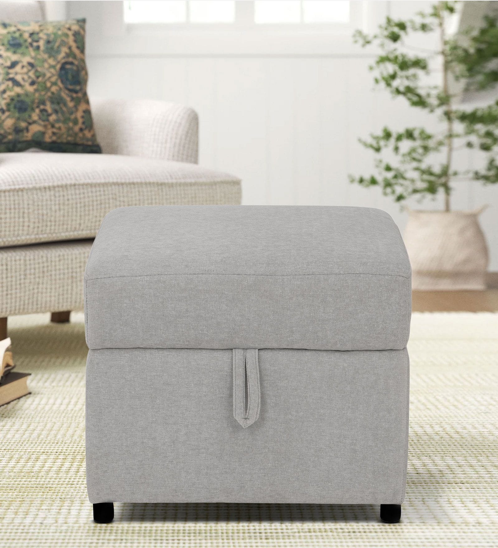Zivo Fabric Ottoman in Cloudy Grey Colour