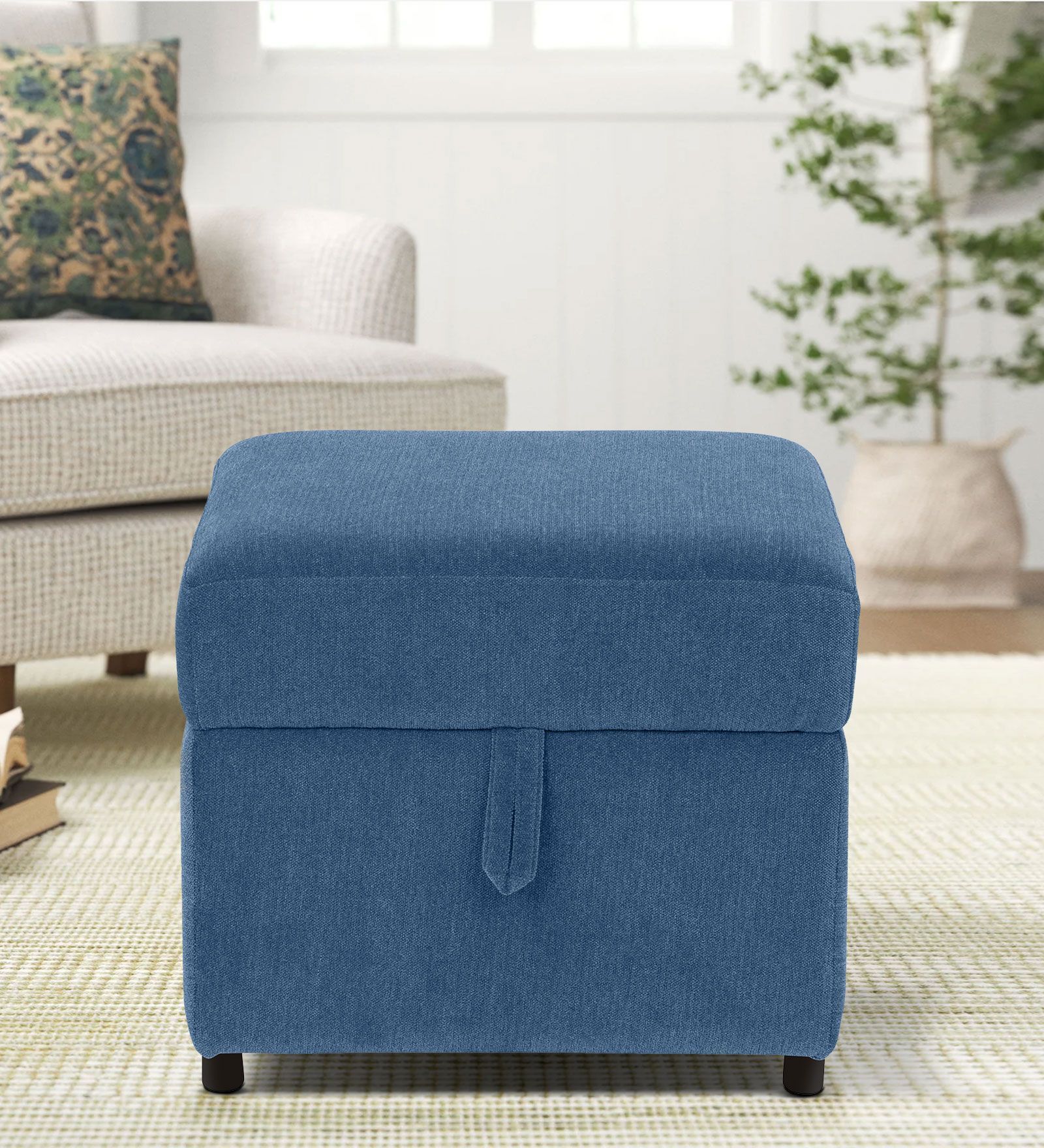 Zivo Fabric Ottoman in Twilight Blue Colour