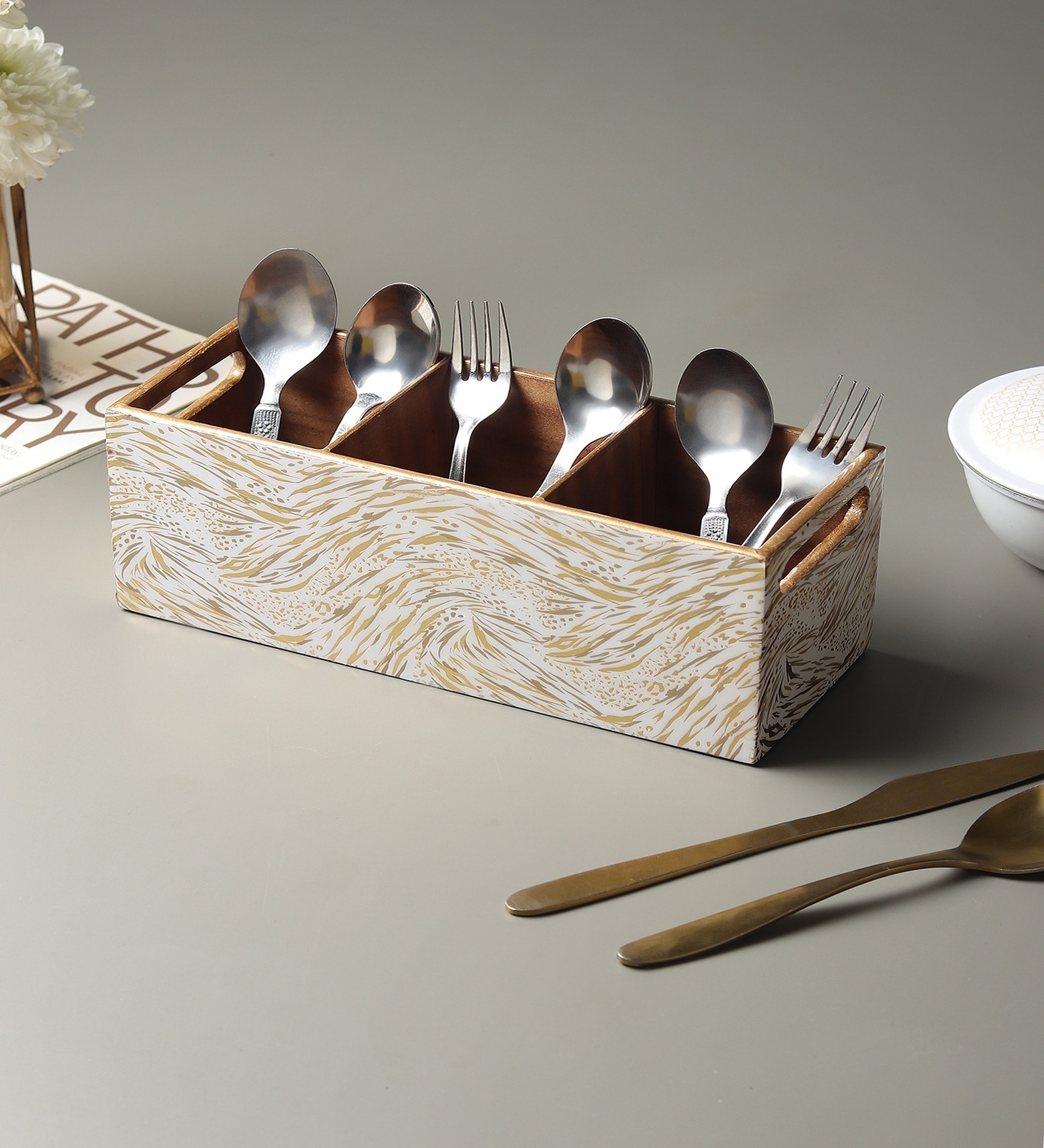 Zivra Gold Cutlery holder 