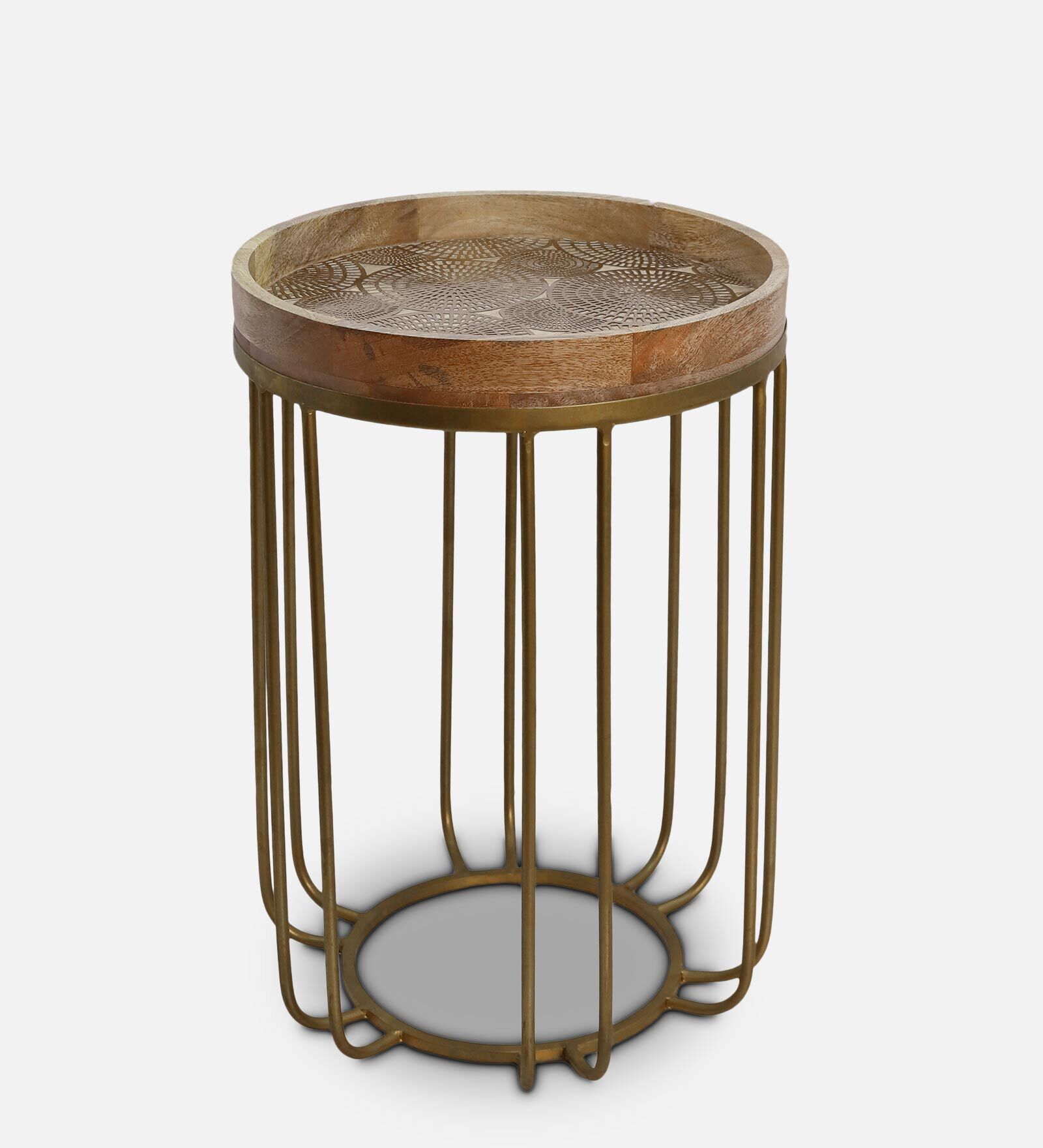 Buy Ziya Side Table In Natural Wood & Gold at 100 OFF by Logam Pepperfry
