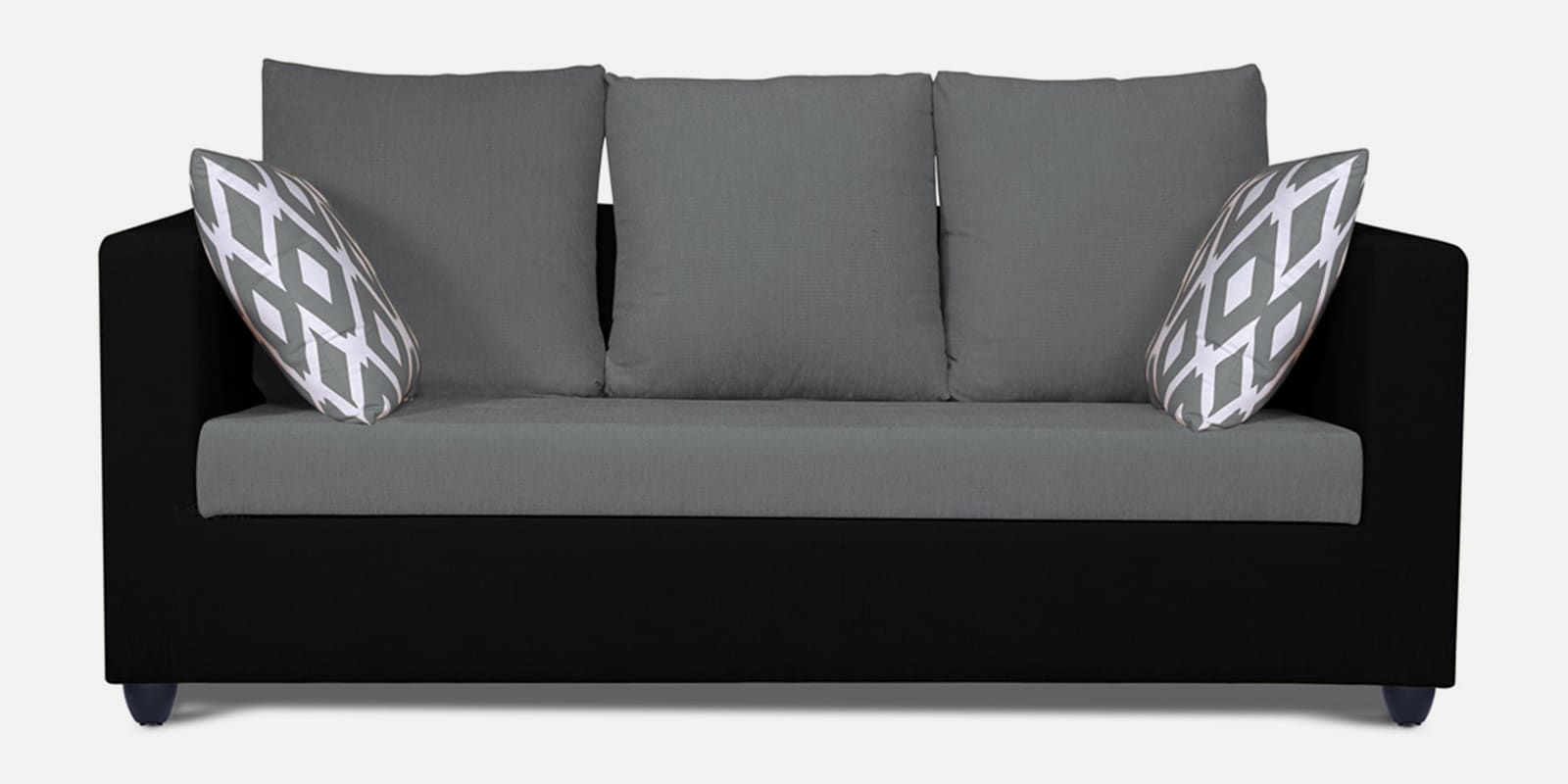 Zink Straightline 3 Seater Sofa In Black Grey Colour