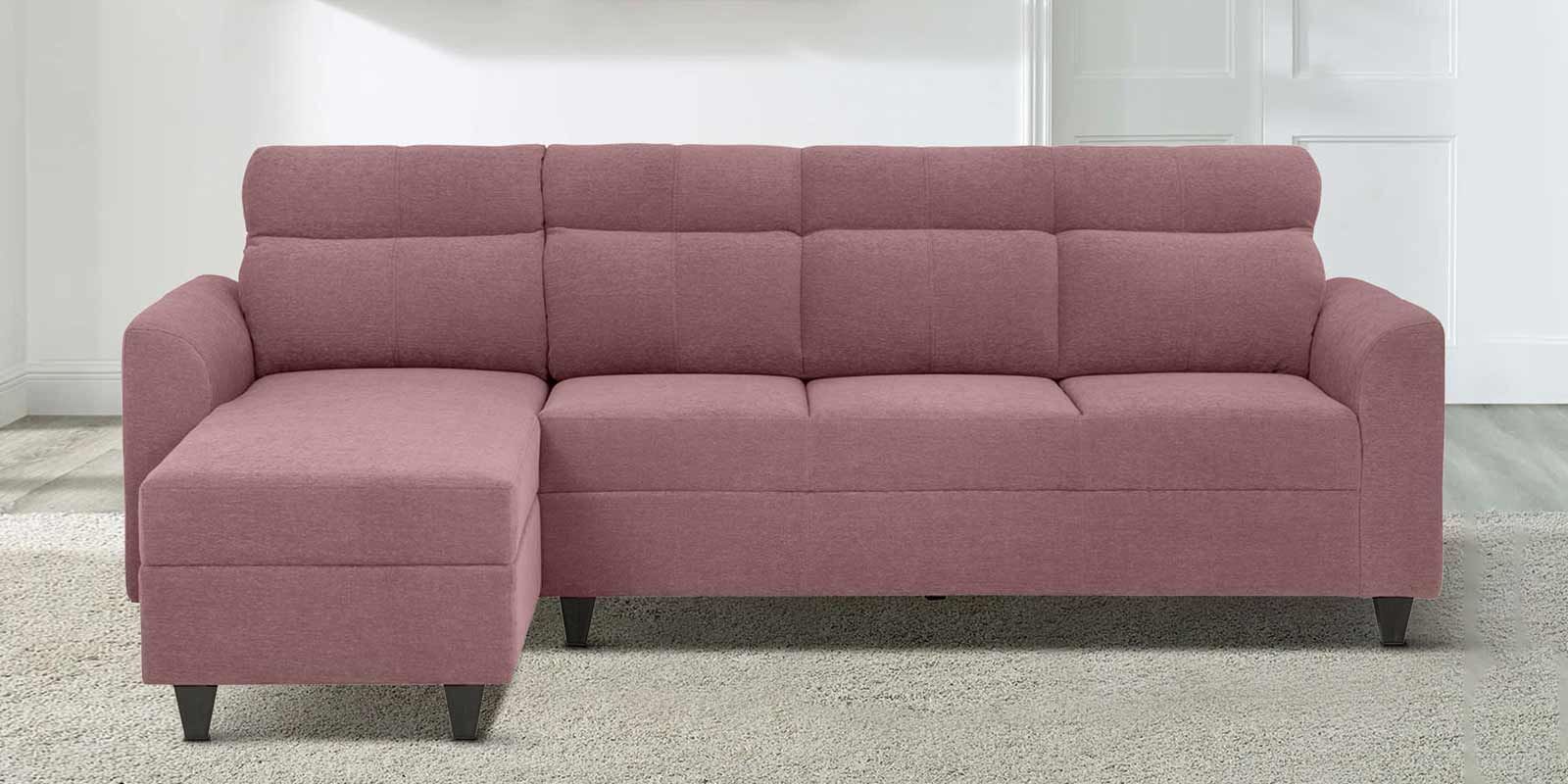 Zivo Plus Fabric LHS &RHS Convertible Sectional Sofa In Dusky Pink Colour