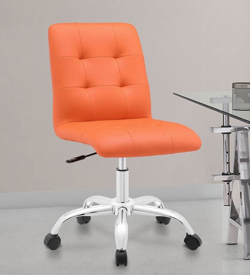 Buy Zingy Ergonomics Chair In Orange Leatherette By Exclusive