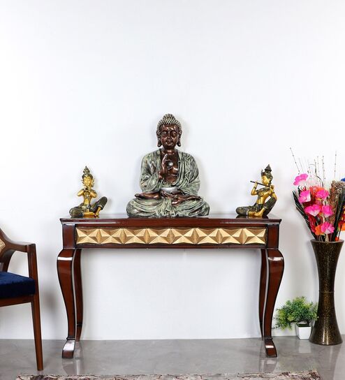 Ziri Solid Wood Console Table in Brown Colour