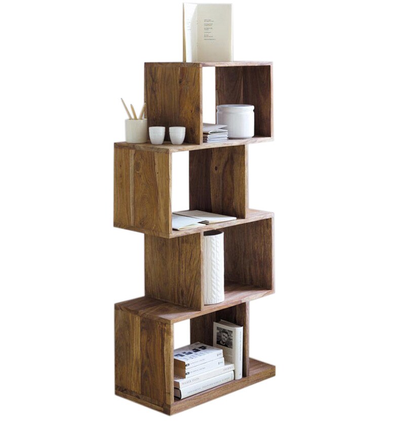 Buy ZigZag Display cum Book Shelf by Wood Dekor Online Modern Book