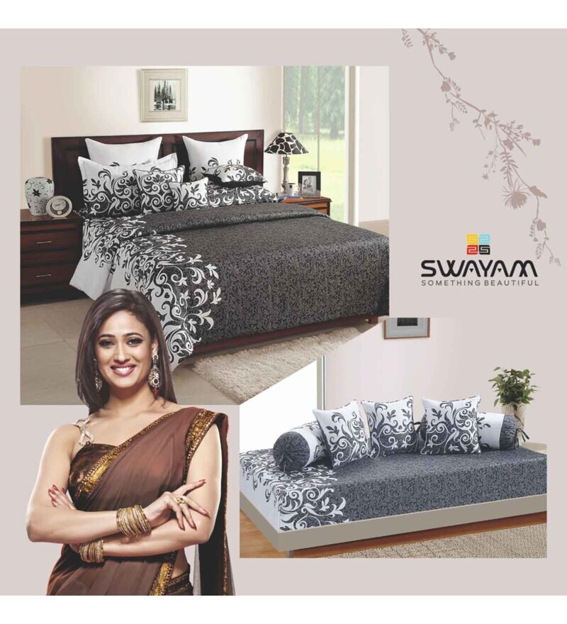 Buy Zinnia 100 Cotton 250TC Fitted King Size Bedsheet With 2 Pillow