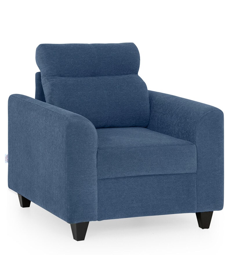 Buy Zivo Fabric 1 Seater Sofa in Twilight Blue Colour by Duroflex Online Modern 1 Seater Sofas