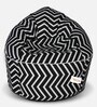 Zig Zag Print Muddha XXXL Bean Bag with Beans in Black & White Colour