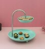 Zinn Vistosa Sea Green Tin & Stainless Steel 2 Tier Appetizer Platter