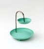 Zinn Vistosa Sea Green Tin & Stainless Steel 2 Tier Appetizer Platter
