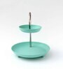 Zinn Vistosa Sea Green Tin & Stainless Steel 2 Tier Appetizer Platter