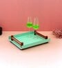 Zinn Vistosa Sea Green Tin & Wood Serving Tray