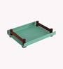 Zinn Vistosa Sea Green Tin & Wood Serving Tray