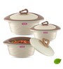 Zinna  Brown Plastic & Steel Thermoware Casserole (Set of 3)
