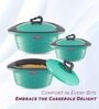 Zinna Blue Plastic & Steel Thermoware Casserole (Set of 3)