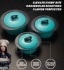 Zinna Blue Plastic & Steel Thermoware Casserole (Set of 3)