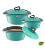 Zinna Blue Plastic & Steel Thermoware Casserole (Set of 3)