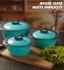 Zinna Blue Plastic & Steel Thermoware Casserole (Set of 3)