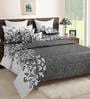Black Floral 250 TC Cotton Double King Size Bedsheet Gift Set