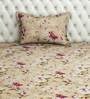 Off White & Cream Floral 240 TC Cotton Satin Single Size Bedsheet With 1 Pillow Covers Swayam Zinnia Collection