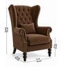 Zinnia Teak Wood High Back Wing Chair With Suede Fabric In Brown Colour Zinnia Teak Wood High Back Wing Chair With Suede Fabric In Brown Colour