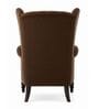 Zinnia Teak Wood High Back Wing Chair With Suede Fabric In Brown Colour Zinnia Teak Wood High Back Wing Chair With Suede Fabric In Brown Colour