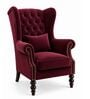ZInnia Teak Wood High Back Chair With Suede Fabric In Maroon Colour ZInnia Teak Wood High Back Chair With Suede Fabric In Maroon Colour