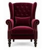 ZInnia Teak Wood High Back Chair With Suede Fabric In Maroon Colour ZInnia Teak Wood High Back Chair With Suede Fabric In Maroon Colour