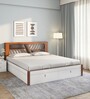 Zion Premier Queen Size Bed in White Finish with Hydraulic Storage