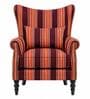 Zion Teak Wood Wing Chair With Suede Fabric In Orange Colour Zion Teak Wood Wing Chair With Suede Fabric In Orange Colour