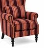 Zion Teak Wood Wing Chair With Suede Fabric In Orange Colour Zion Teak Wood Wing Chair With Suede Fabric In Orange Colour