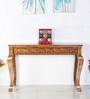 Ziri Console Table in Teak-Gold Colour