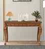 Ziri Solid Wood Console Table In  Teak Finish