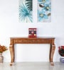 Ziri Solid Wood Console Table in Teak Finish