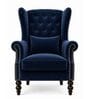 Zivora Teak Wood High Back Chair With Suede Fabric In Blue Colour Zivora Teak Wood High Back Chair With Suede Fabric In Blue Colour