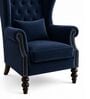 Zivora Teak Wood High Back Chair With Suede Fabric In Blue Colour Zivora Teak Wood High Back Chair With Suede Fabric In Blue Colour