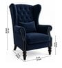Zivora Teak Wood High Back Chair With Suede Fabric In Blue Colour Zivora Teak Wood High Back Chair With Suede Fabric In Blue Colour