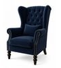 Zivora Teak Wood High Back Chair With Suede Fabric In Blue Colour Zivora Teak Wood High Back Chair With Suede Fabric In Blue Colour