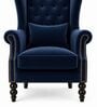 Zivora Teak Wood High Back Chair With Suede Fabric In Blue Colour Zivora Teak Wood High Back Chair With Suede Fabric In Blue Colour