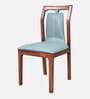 Zixi Marble Top 6 Seater Dining Set In Sky Blue & Brown Finish