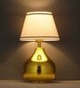 Ziya Iron Table Lamp with Cotton Fabric Lampshade (Gold & White)