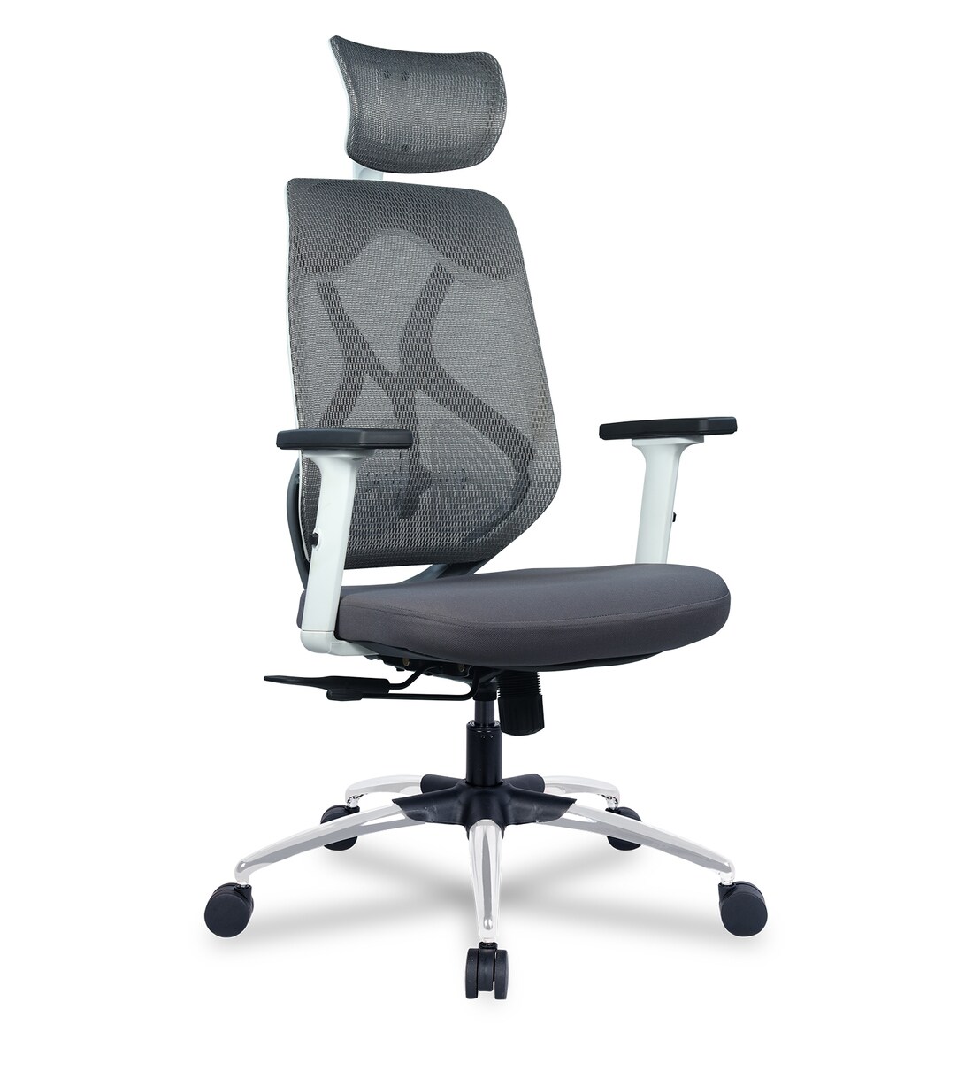 Buy Zodiac Breathable Mesh Ergonomic Chair in White & Grey Colour