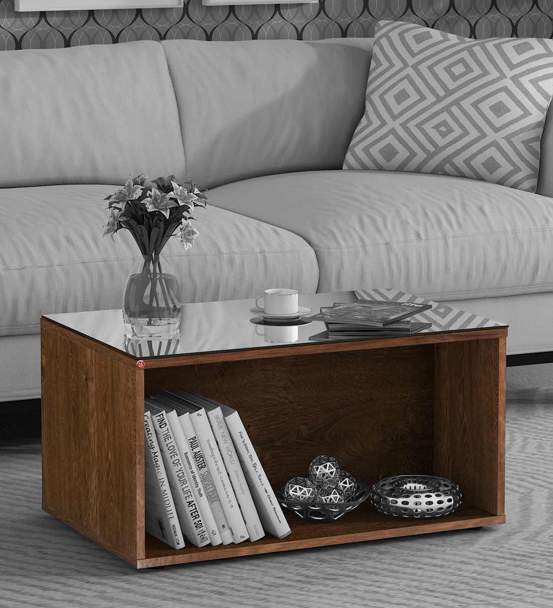 Buy Zoe Coffee Table in Dark Walnut Finish CasaCraft By Pepperfry