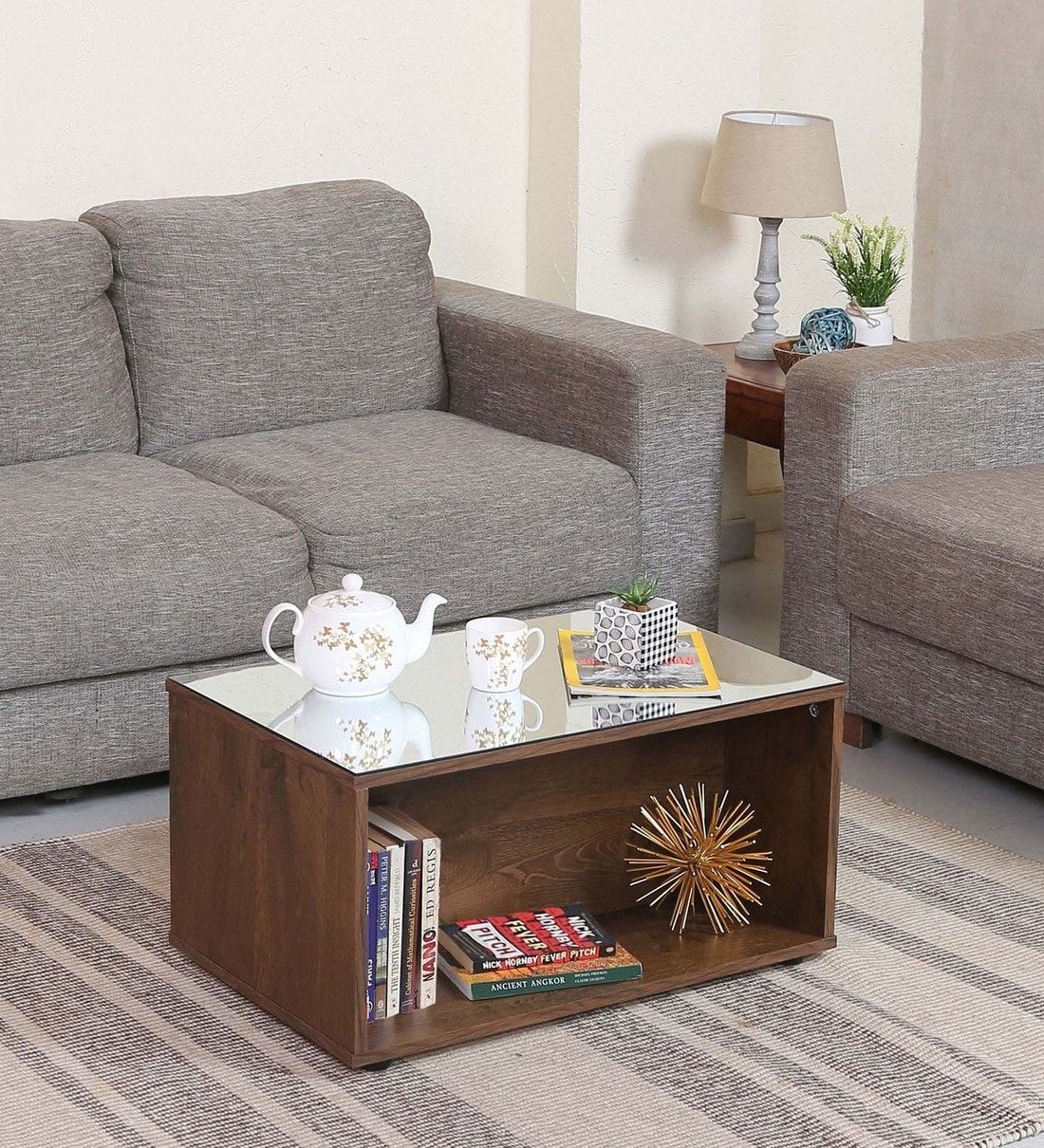 Buy Zoe Coffee Table in Rustic Brown Finish CasaCraft By Pepperfry