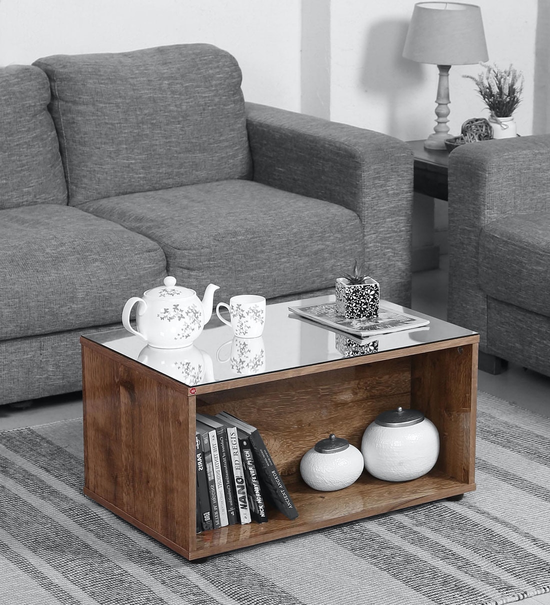 Buy Zoe Coffee Table in Teak Finish - CasaCraft By Pepperfry Online ...