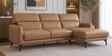 Zorino Leather Fabric LHS Sectional Sofa (3 + Lounger)  In Husk Brown Colour