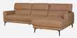 Zorino Leather Fabric LHS Sectional Sofa (3 + Lounger)  In Husk Brown Colour