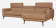 Zorino Leather Fabric LHS Sectional Sofa (3 + Lounger)  In Husk Brown Colour