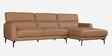 Zorino Leather Fabric LHS Sectional Sofa (3 + Lounger)  In Husk Brown Colour