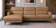 Zorino Leather Fabric RHS Sectional Sofa (3 + Lounger) In Husk Brown Colour